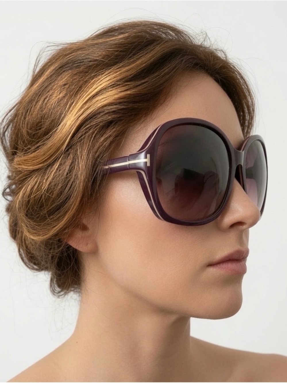 TOM FORD Oversized Women’s Sunglasses - Purple Gradient Lens